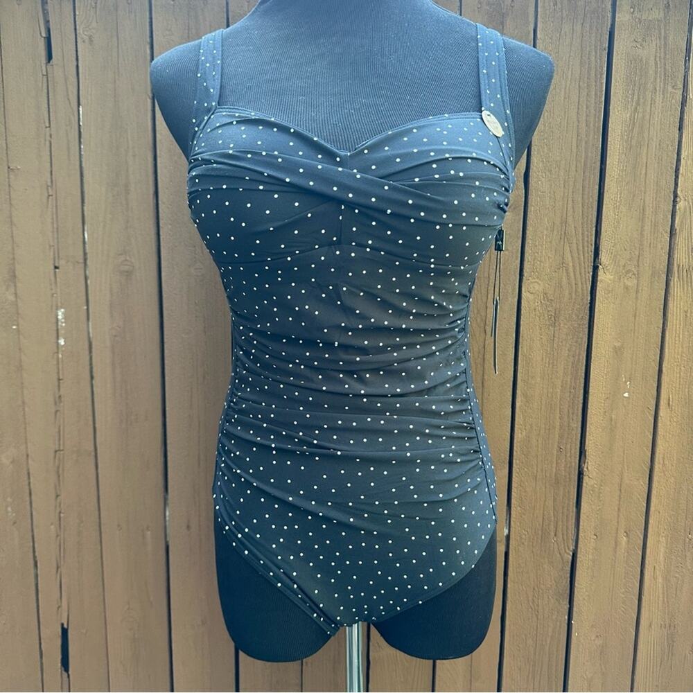 NipTuck | NWT Size 6 Black Polka Dot 1 Piece Swimsuit
